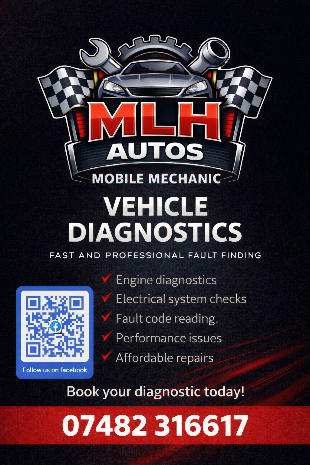 Our mobile mechanic flyer: vehicle diagnostics and fault finding